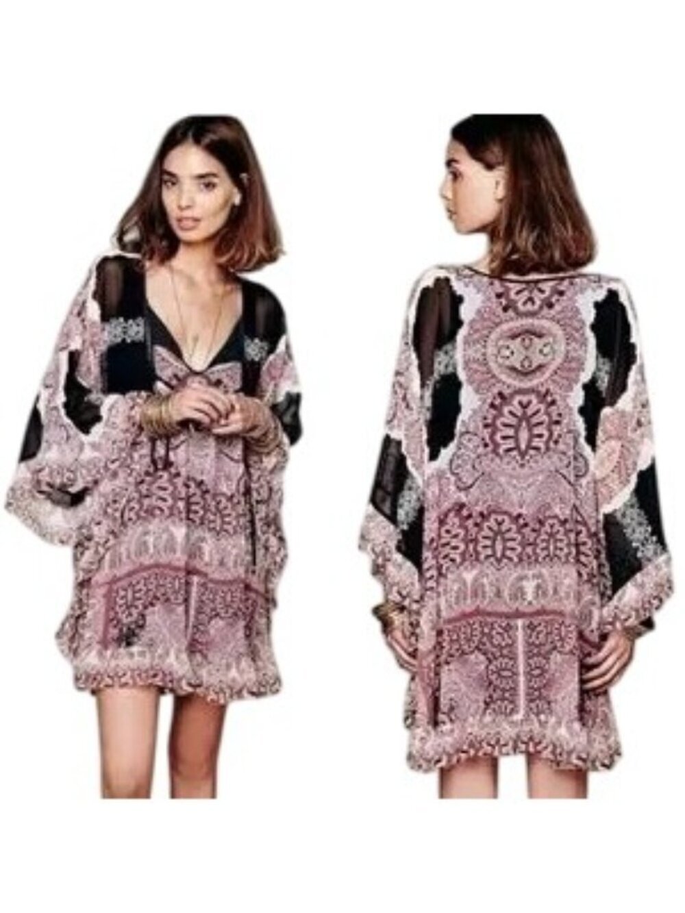 Free People Marla Dreams Black Boho Tunic